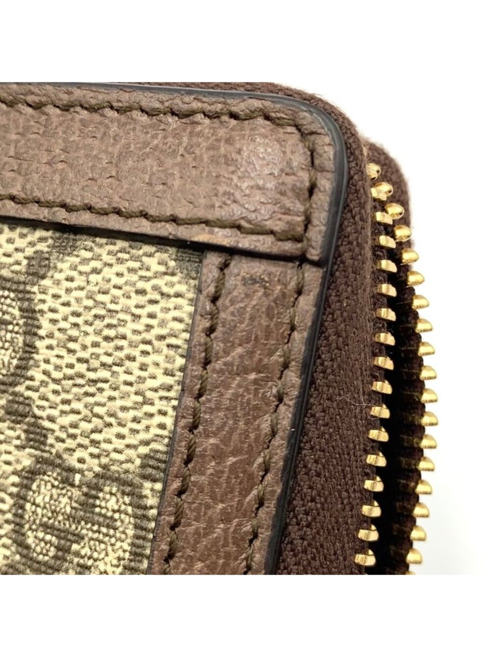 Gucci Ophidia Zip Around Leather Brown Beige Wallet Gold - Picture 11 of 15